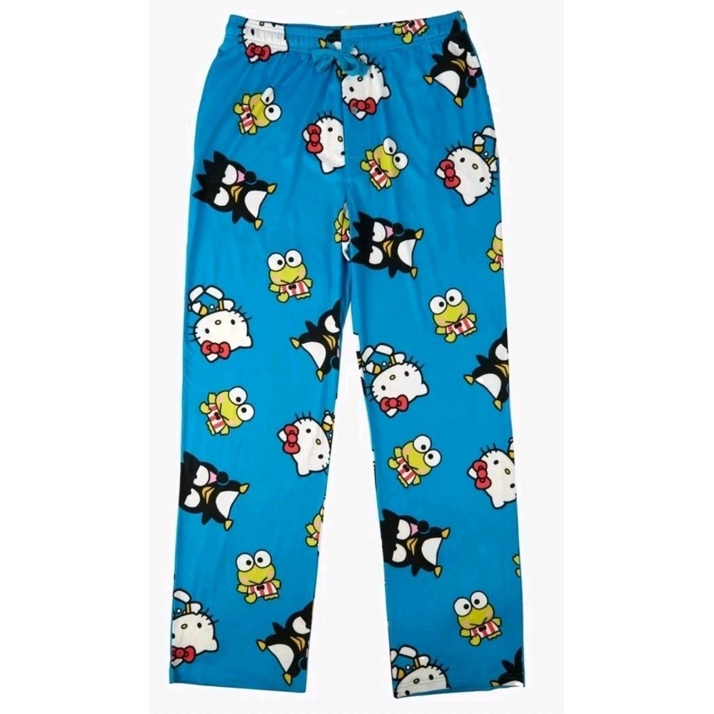 NWT Sanrio Hello Kitty & Friends Pajama Pants Bottoms w/pockets Blue 29"‎ inseam